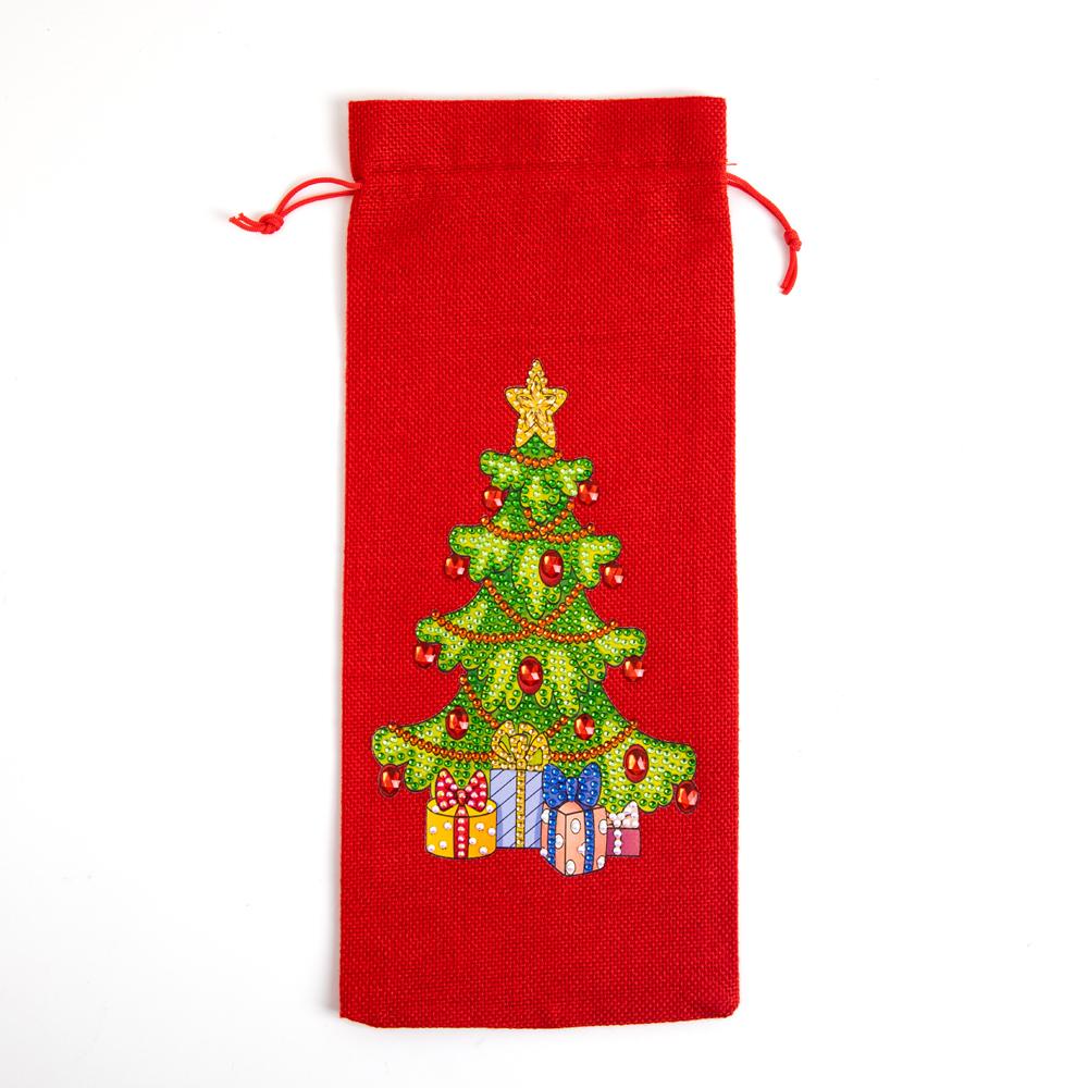 DIY Diamond Christmas Decoration | Christmas tree | Red Wine Gift Bag