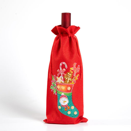 DIY Diamond Christmas Decoration | Christmas stocking | Red Wine Gift Bag