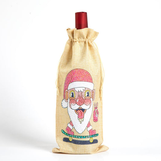 DIY Diamond Christmas Decoration | Grandpa christmas | Red Wine Gift Bag