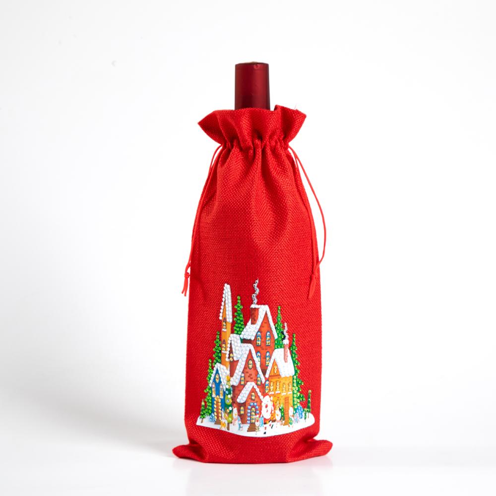 DIY Diamond Christmas Decoration | Christmas house | Red Wine Gift Bag