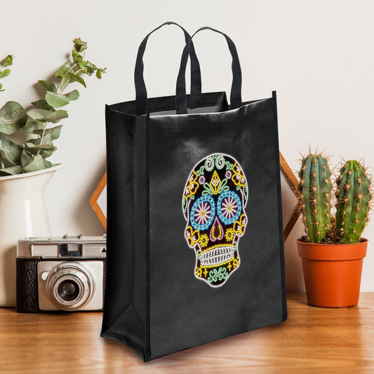 DIY diamond painting black eco bag-skull