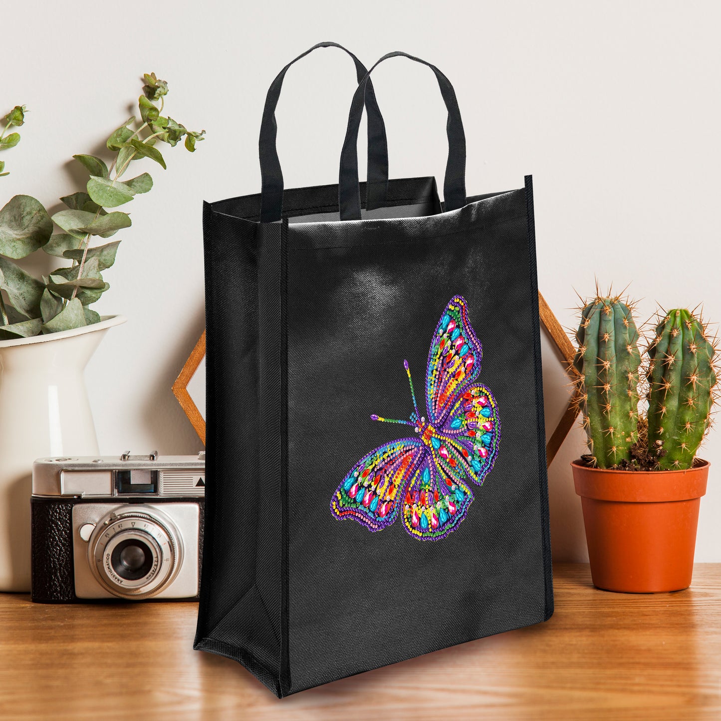 DIY Diamond Painting Black Eco Bag-Butterfly