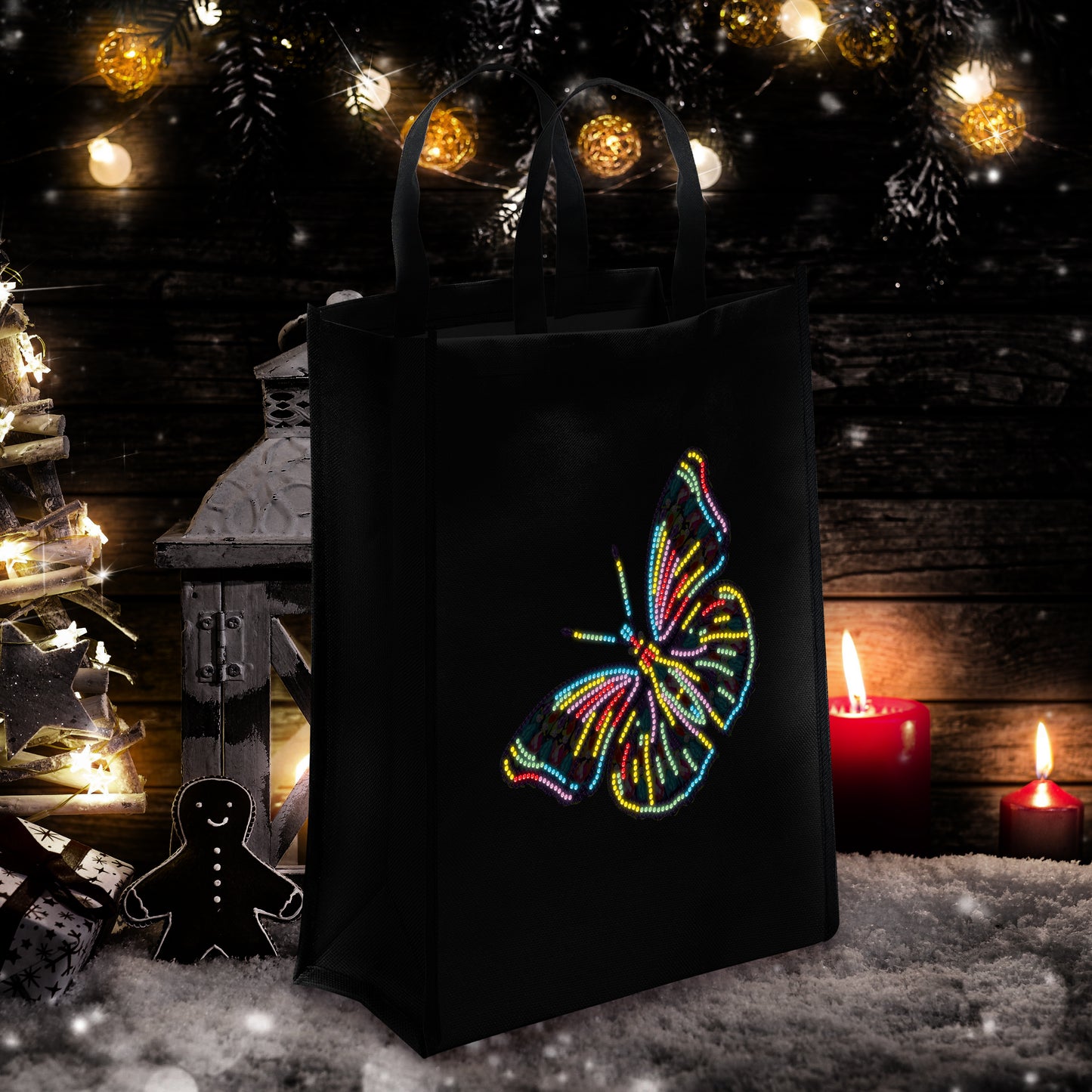 DIY Diamond Painting Black Eco Bag-Butterfly