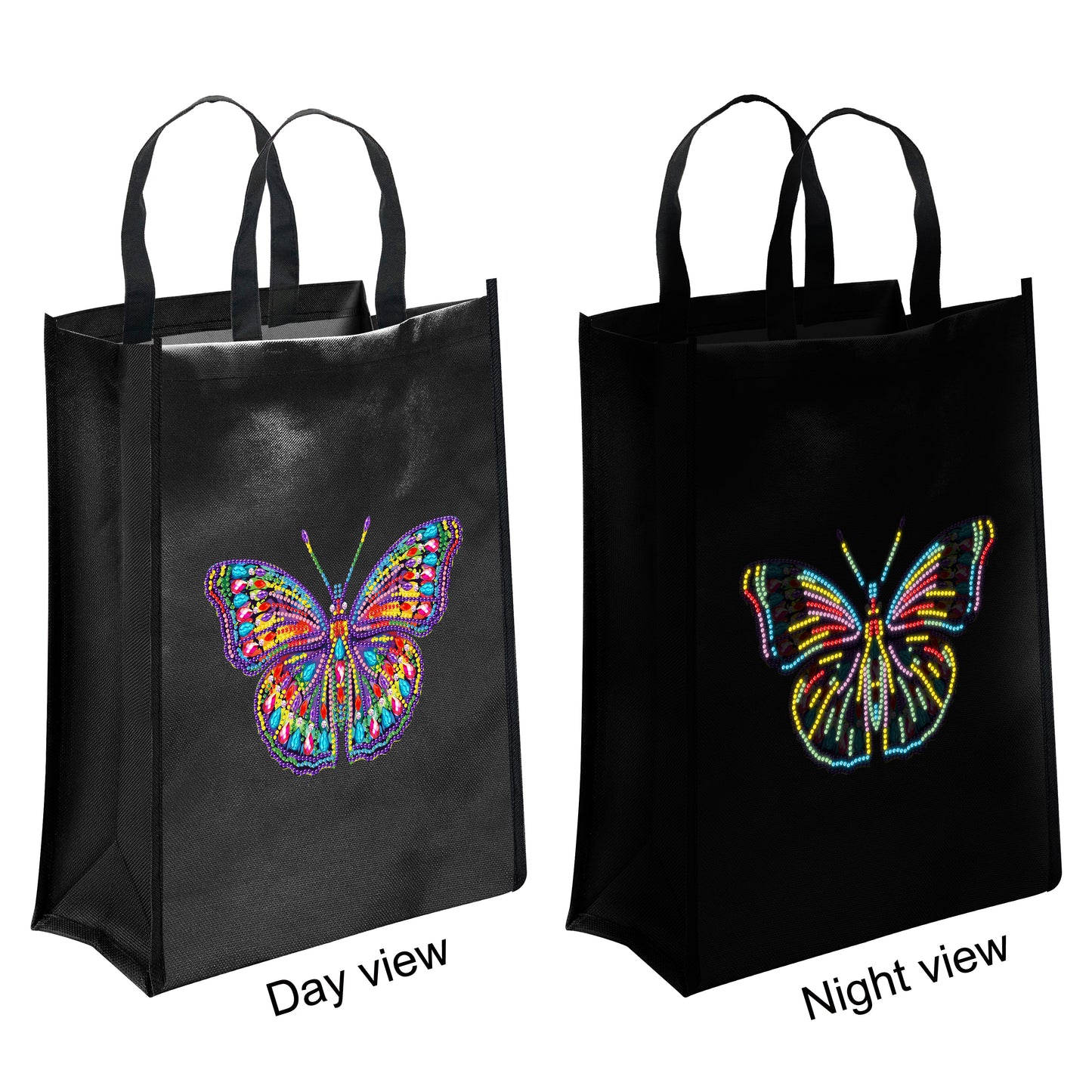 DIY Diamond Painting Black Eco Bag-Butterfly