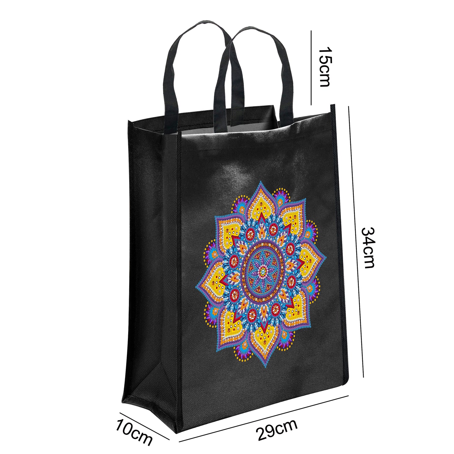 DIY Diamond Painting Black Eco Bag-Mandala Flower