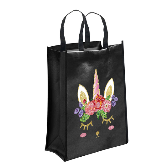 DIY Diamond Painting Black Eco Bag-Unicorn