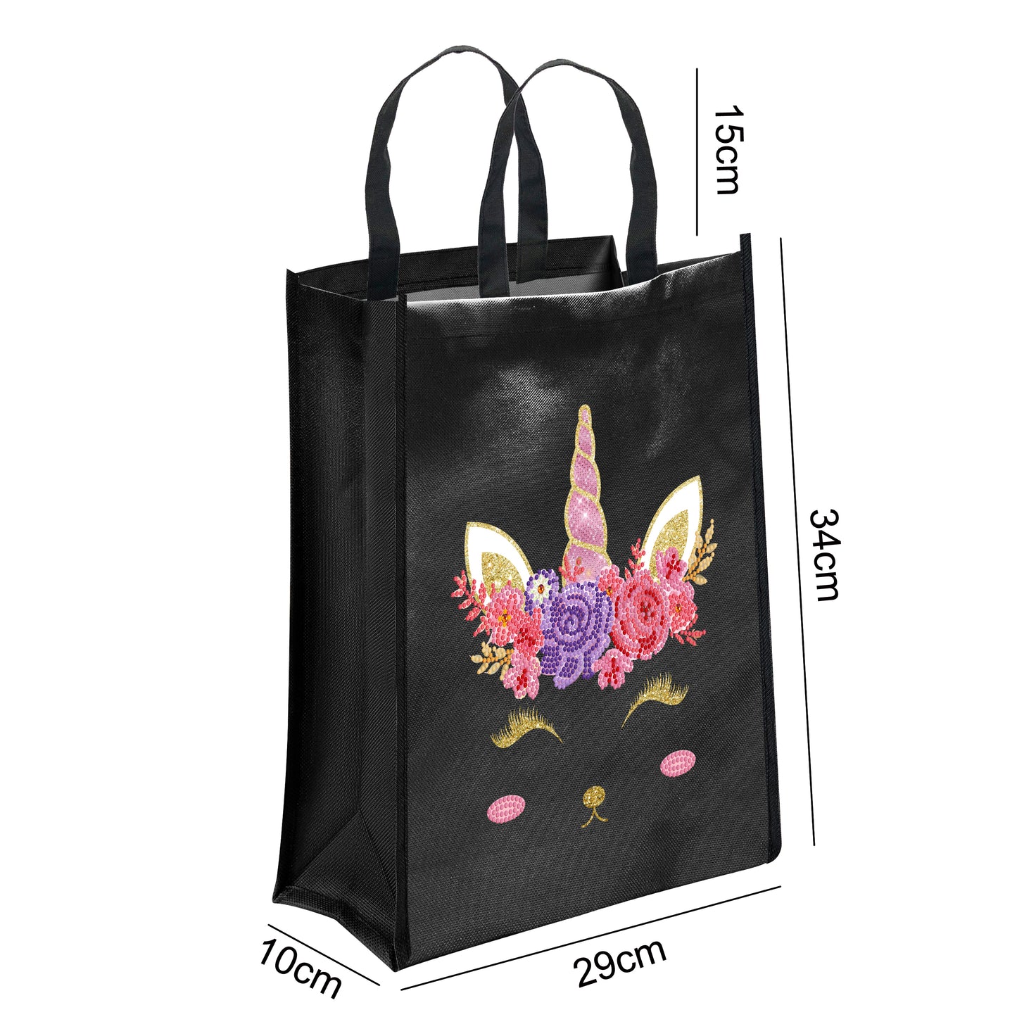 DIY Diamond Painting Black Eco Bag-Unicorn