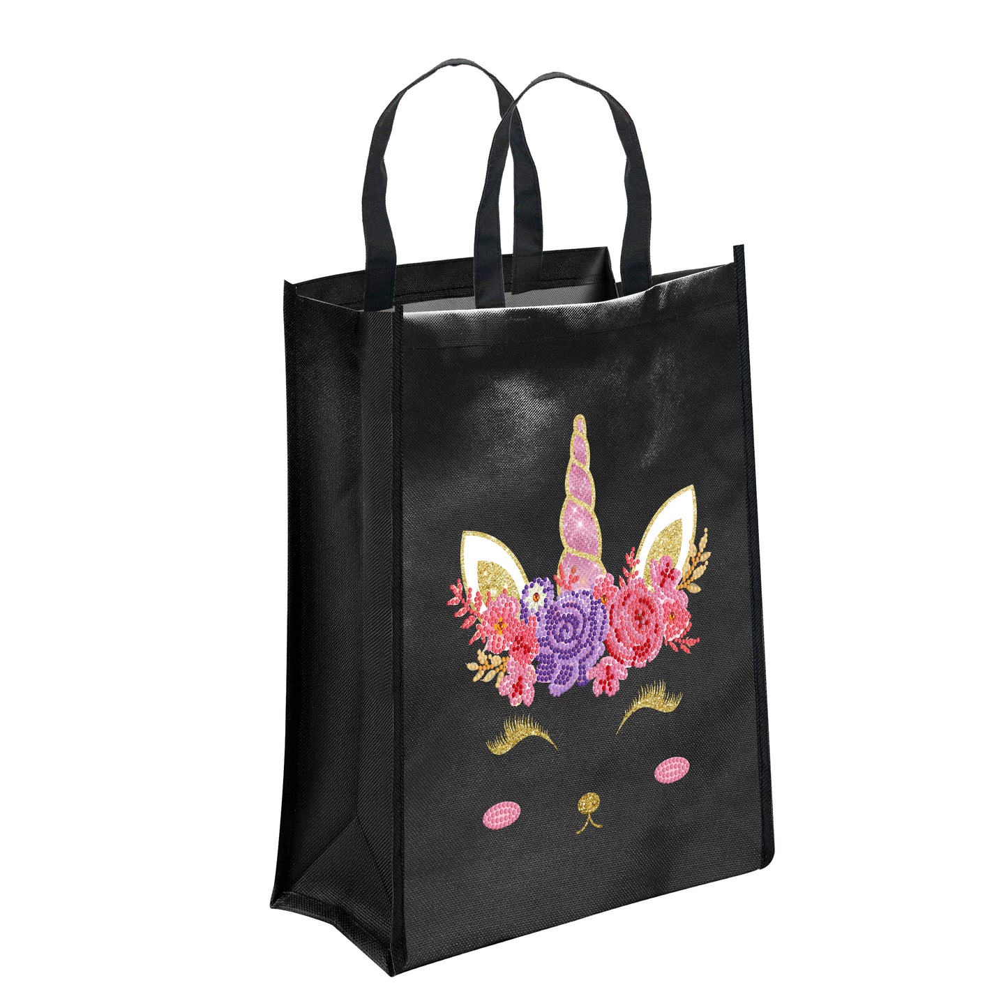 DIY Diamond Painting Black Eco Bag-Unicorn