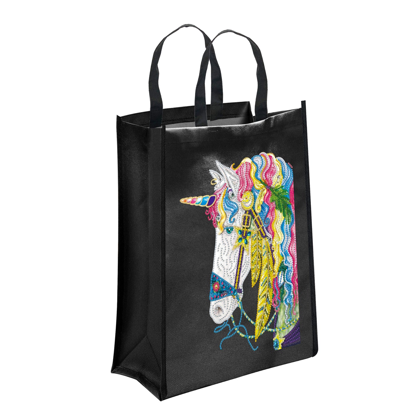 DIY Diamond Painting Black Eco Bag-Unicorn