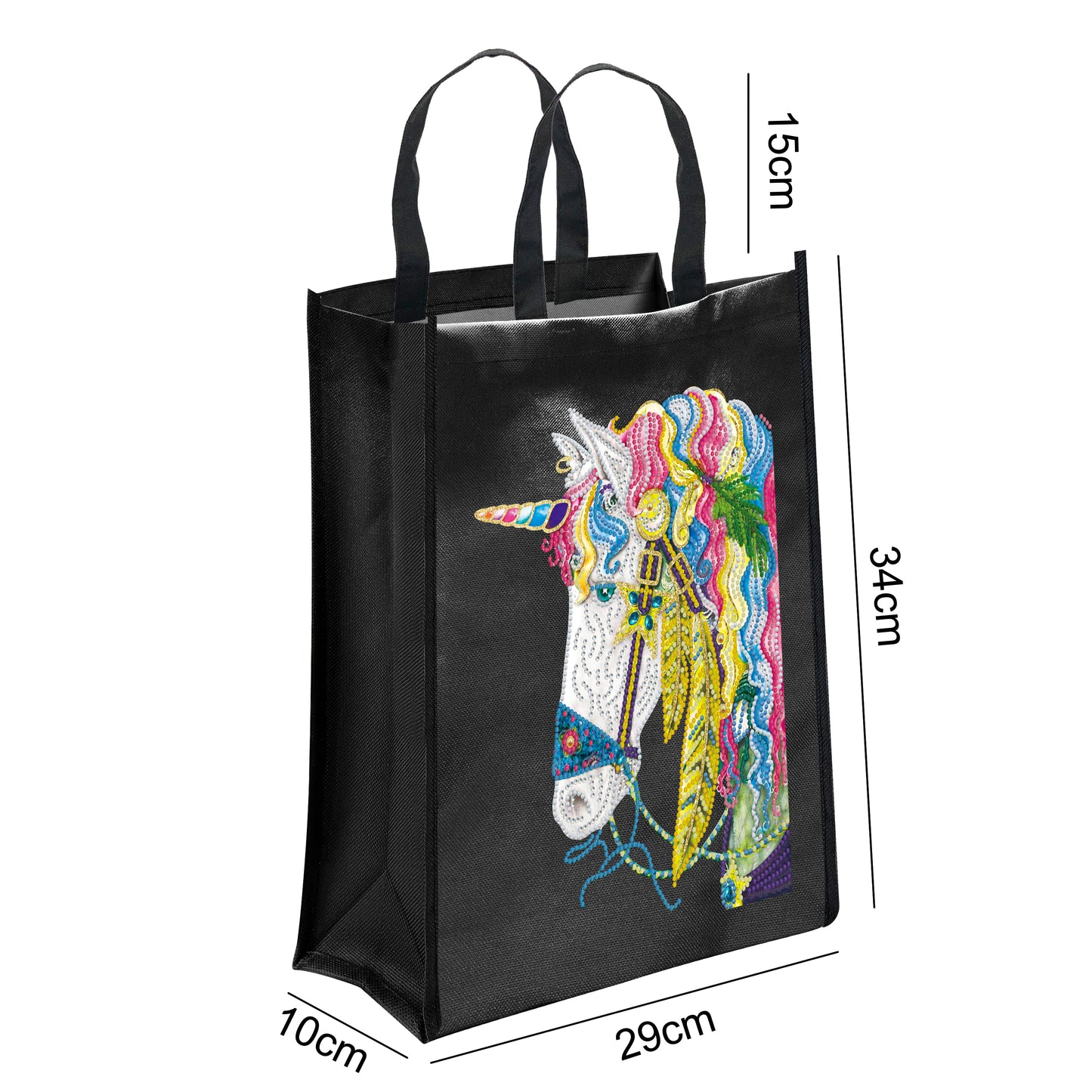 DIY Diamond Painting Black Eco Bag-Unicorn