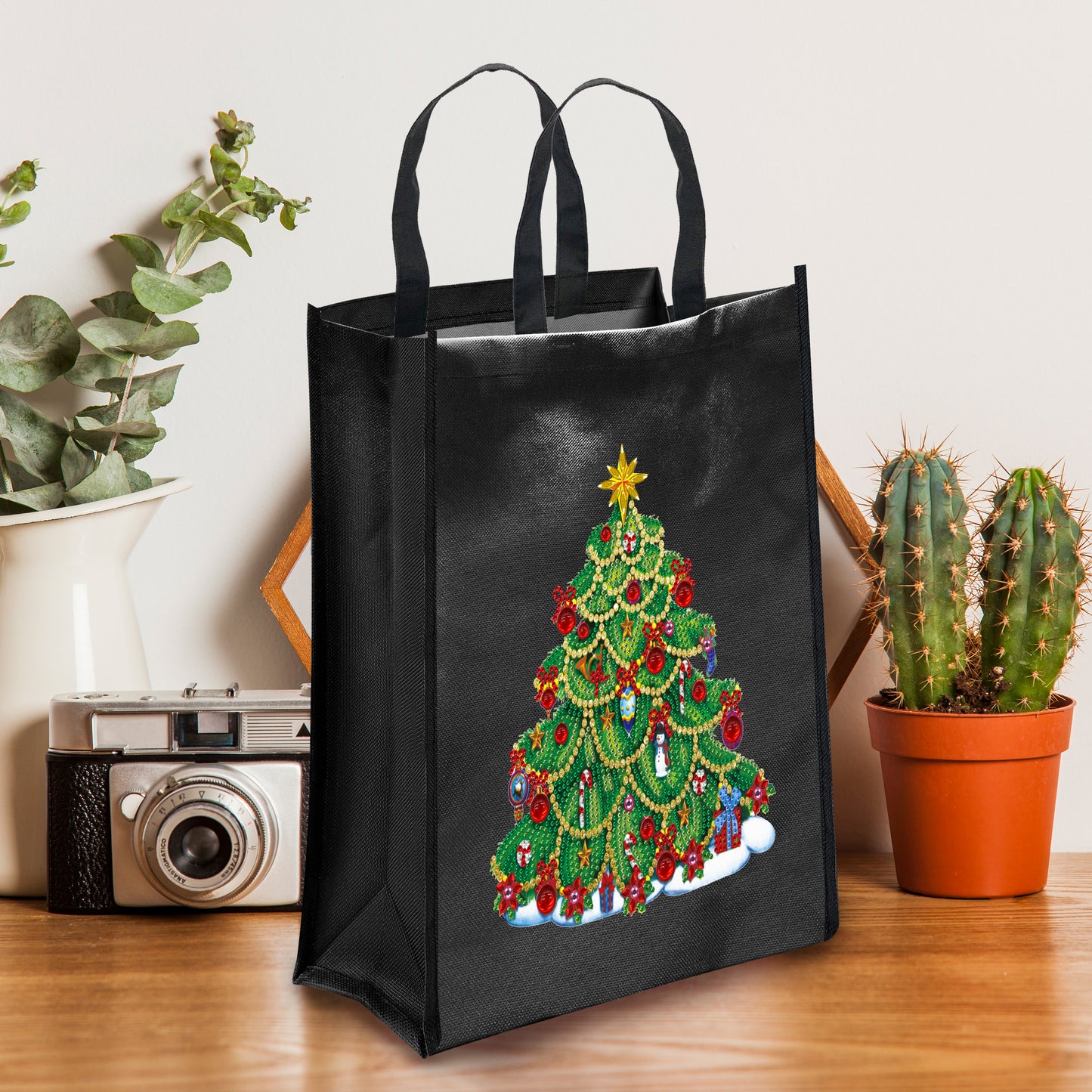 DIY Diamond Painting Black Eco Bag-Christmas Tree