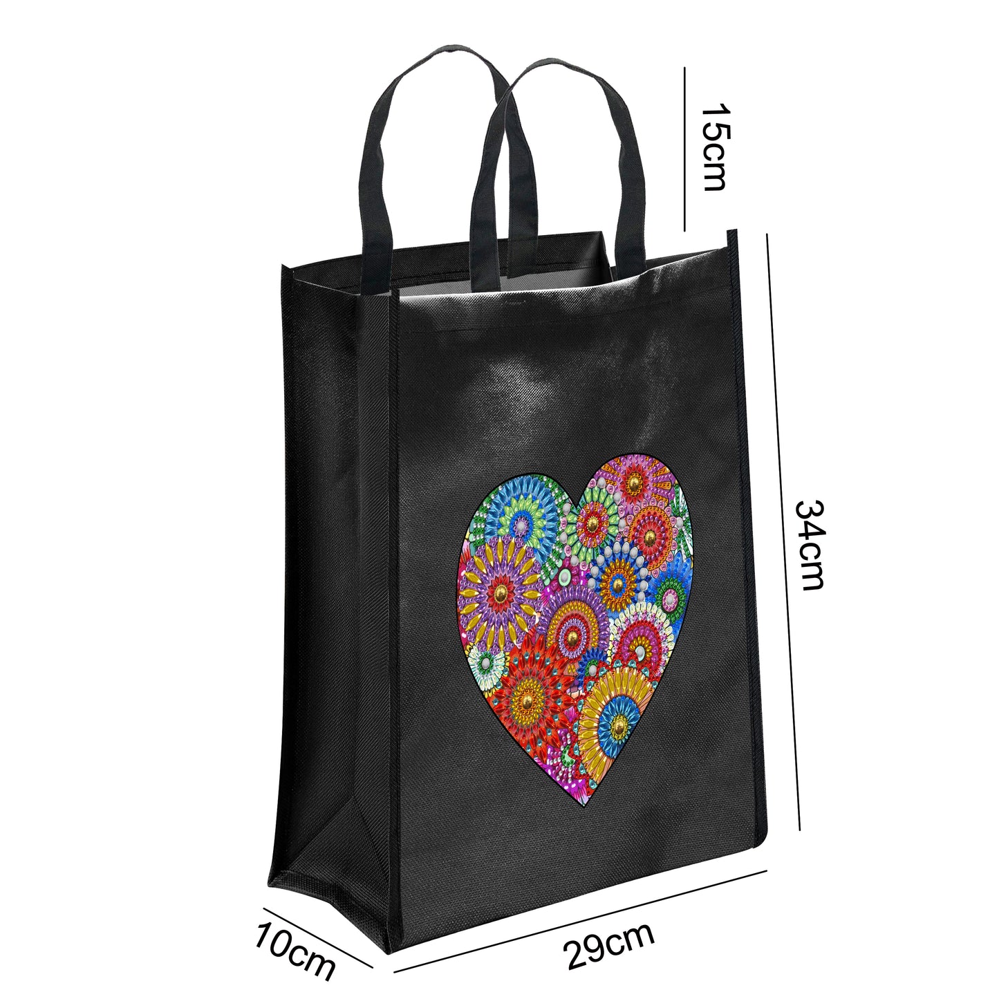 DIY Diamond Painting Black Eco Bag-Heart