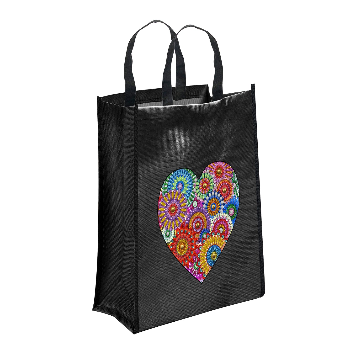 DIY Diamond Painting Black Eco Bag-Heart