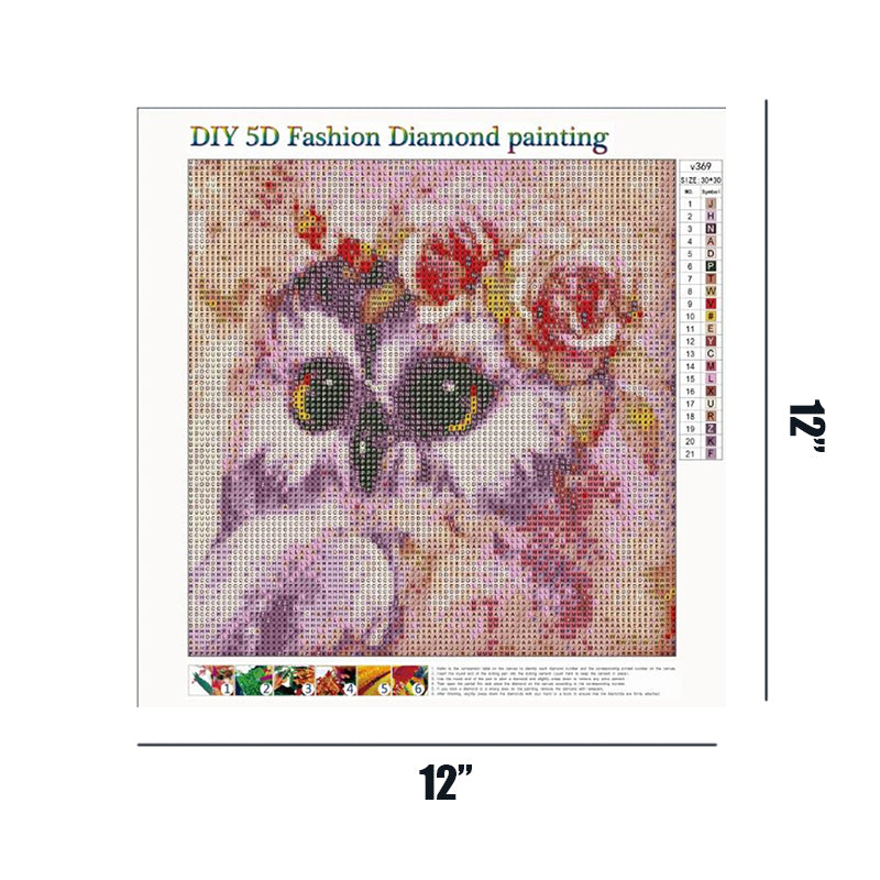 Pink Cartoon Owl  | Full Round Diamond Painting Kits