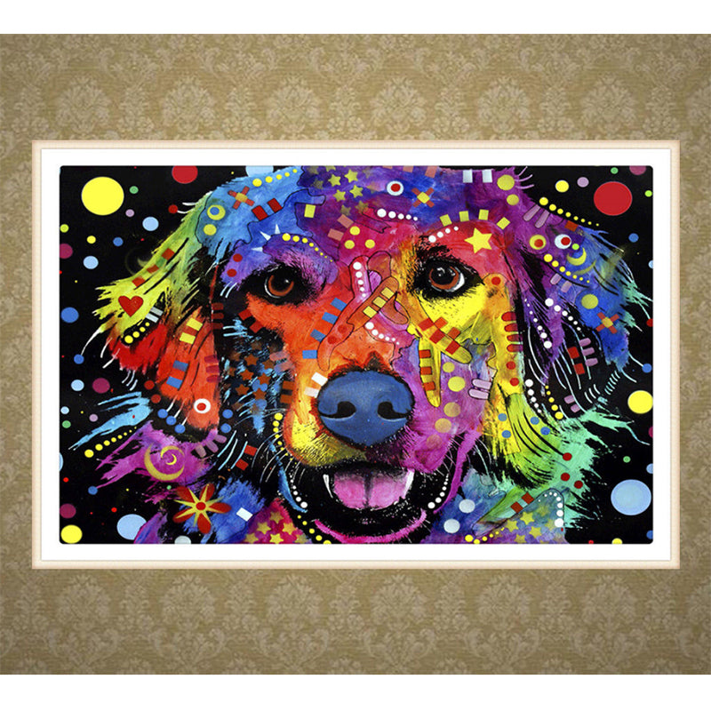 Colorful Cartoon Dog  | Full Round Diamond Painting Kits