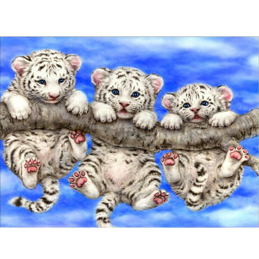 Trois chatons | Kits complets de peinture au diamant rond 