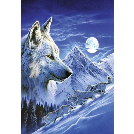 Loup lunaire | Kits complets de peinture au diamant rond