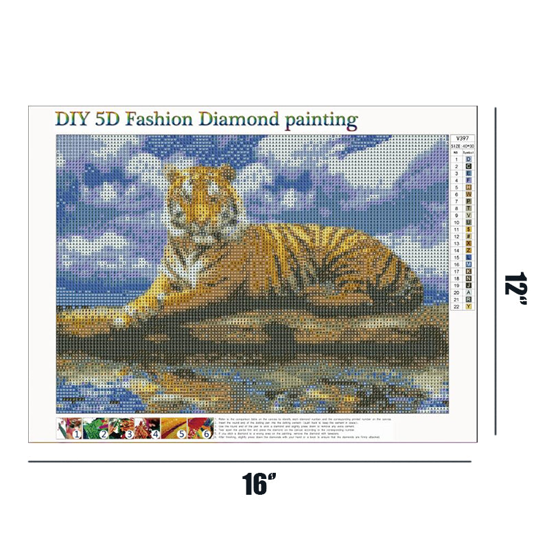 Tigre | Kits complets de peinture au diamant rond 
