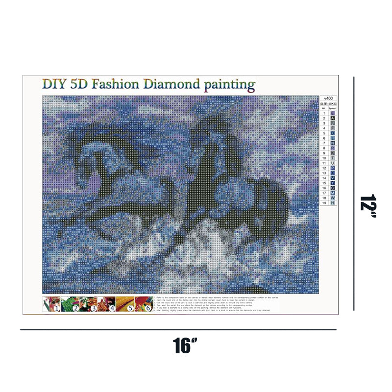 Horse Running In Water  | Full Round Diamond Painting Kits