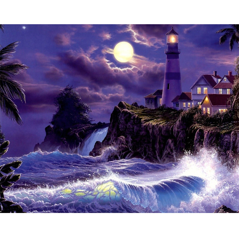 Sea Lighthouse View  | Full Round Diamond Painting Kits