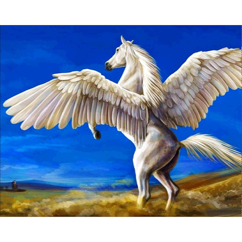 Winged White Horse   | Full Round Diamond Painting Kits