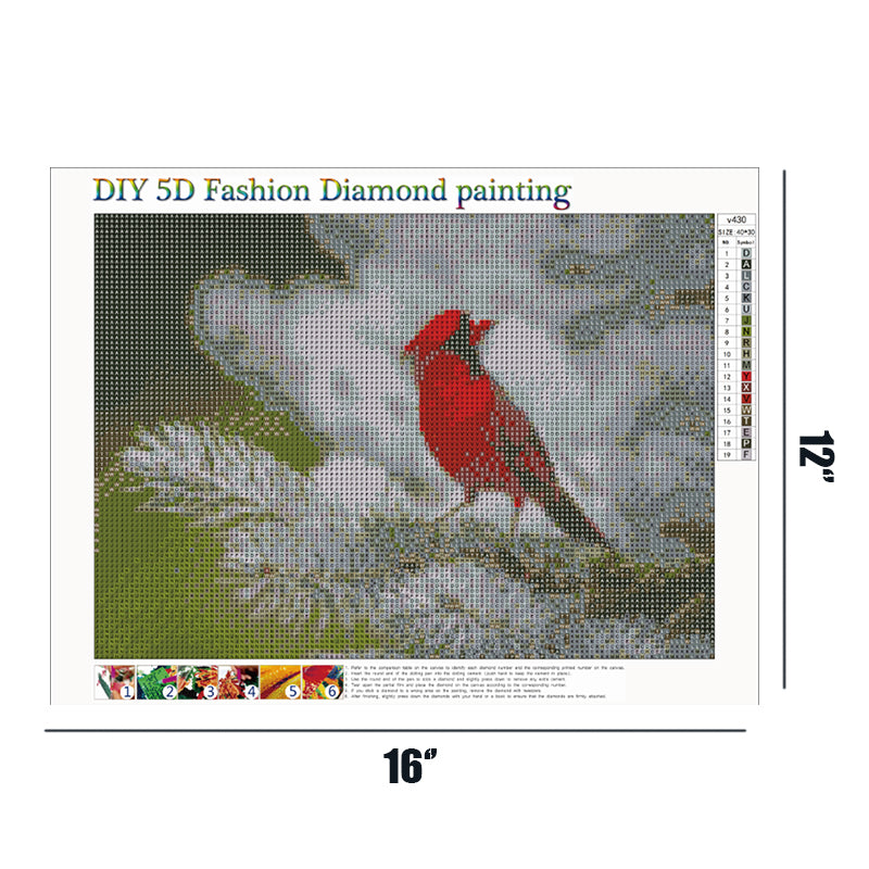 Oiseau rouge | Kits complets de peinture au diamant rond