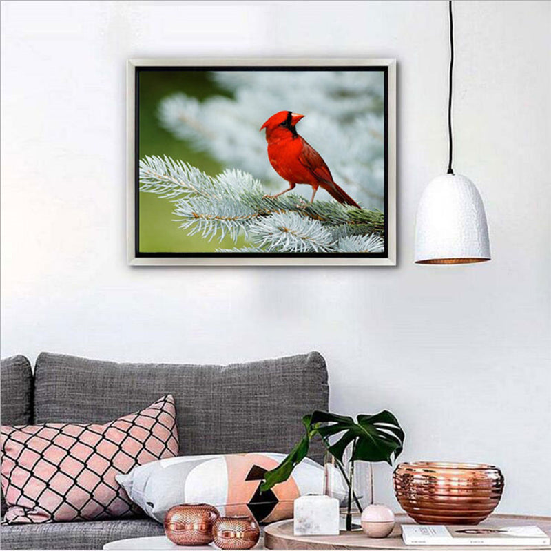 Oiseau rouge | Kits complets de peinture au diamant rond