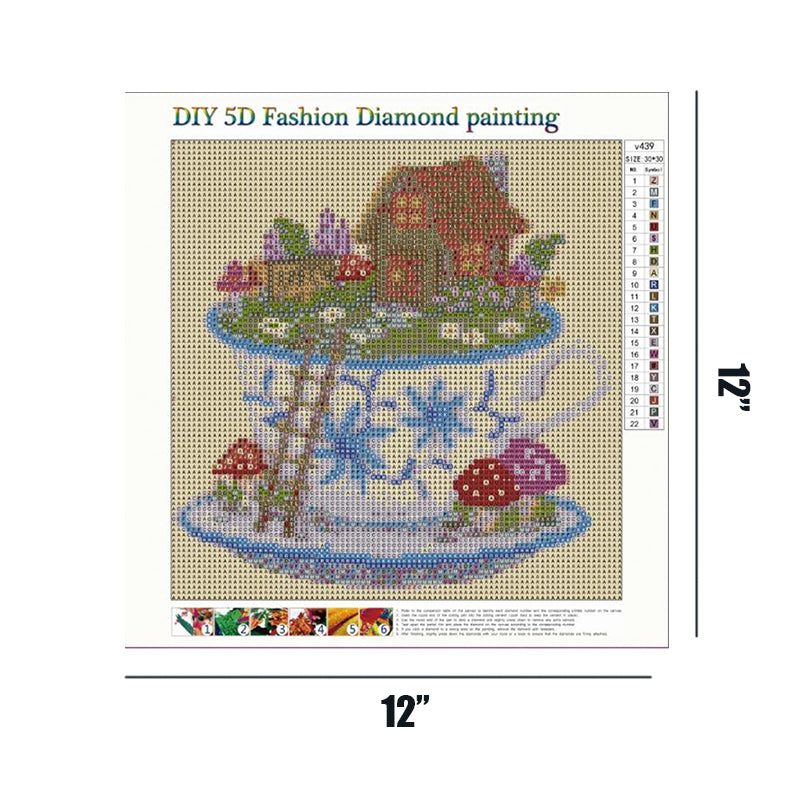 Coffee Cup On The Cottage  | Full Round Diamond Painting Kits