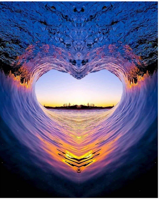 Heart shaped sunset | Full Round Diamond Painting Kits