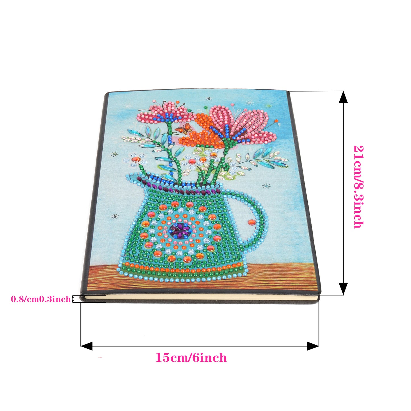 A5 5D Notebook DIY Part Special Shape Rhinestone Diary Book | Vase of Flowers