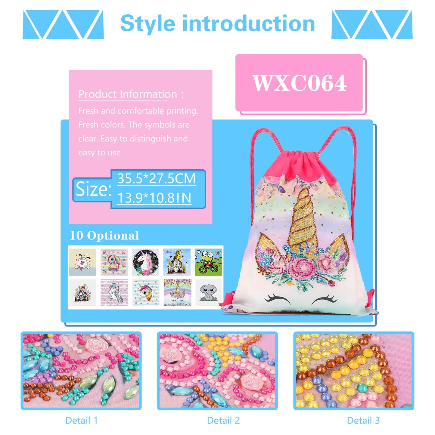 Diamond Painting DIY Special Shaped Diamond | Unicorn | Mosaic Backpack Kit