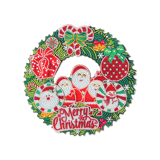 DIY Diamond Painted Wreath-Santa Claus