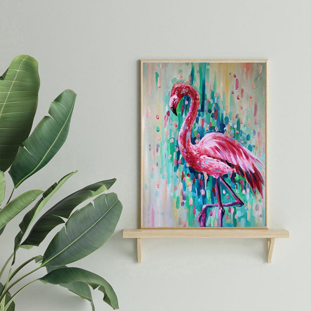 Flamant rose | Kits complets de peinture au diamant rond