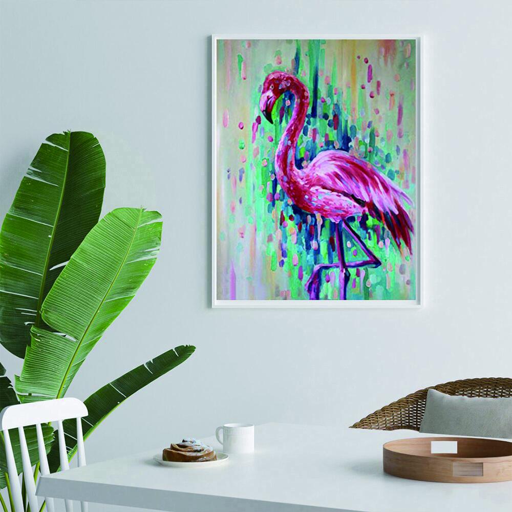 Flamant rose | Kits complets de peinture au diamant rond