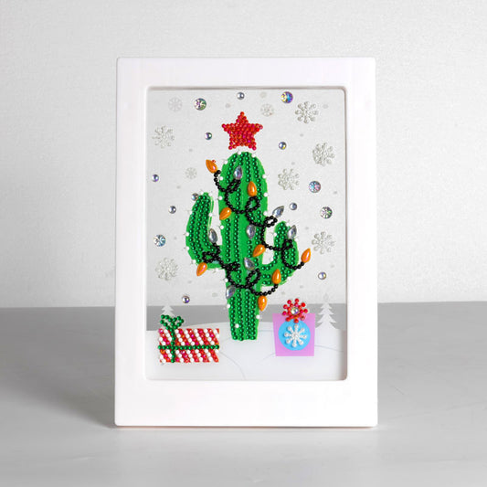 DIY cactus diamond painting led lamp night light home desk photo frame painting decoration