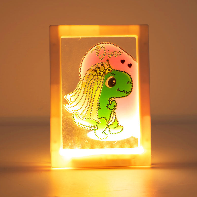 DIY beautiful dinosaur diamond painting led lamp night light home desk photo frame painting decoration