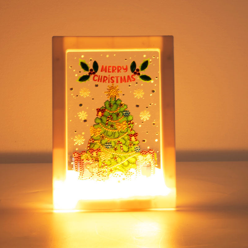 DIY Christmas tree diamond painting led lamp night light home desk photo frame painting decoration