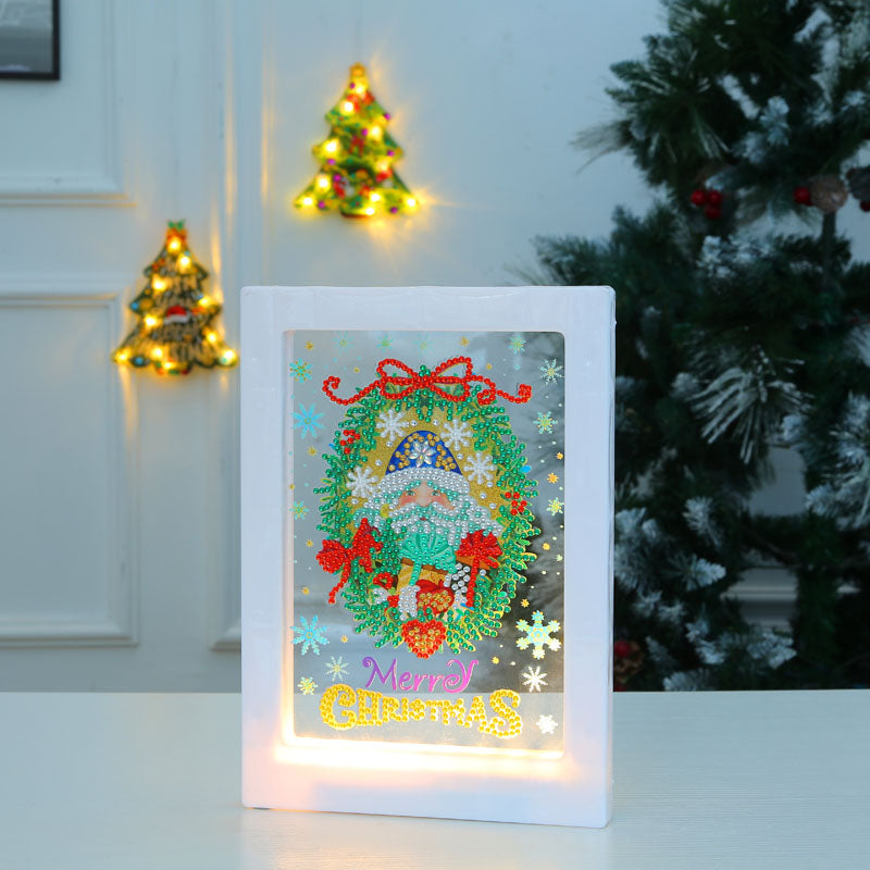 DIY weihnachtsmann diamant malerei led lampe nachtlicht home schreibtisch bilderrahmen malerei dekoration