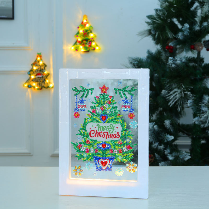 DIY Christmas tree diamond painting led lamp night light home desk photo frame painting decoration