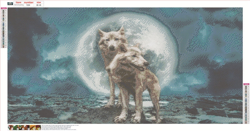 Wolf of the full moon | Full Round Diamond Painting Kits