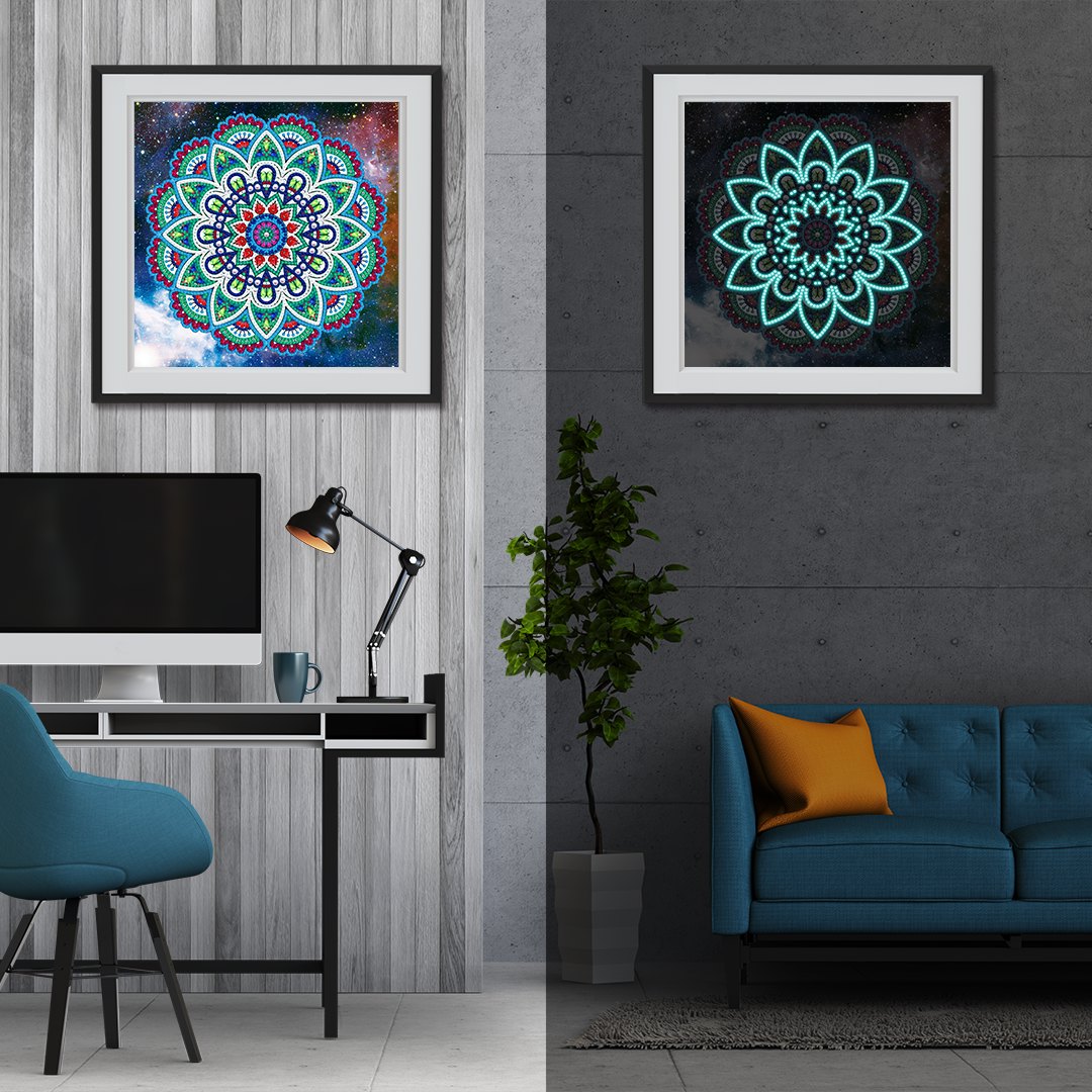 Abstract Art Mandala Flower | Luminous Diamond Painting Kits