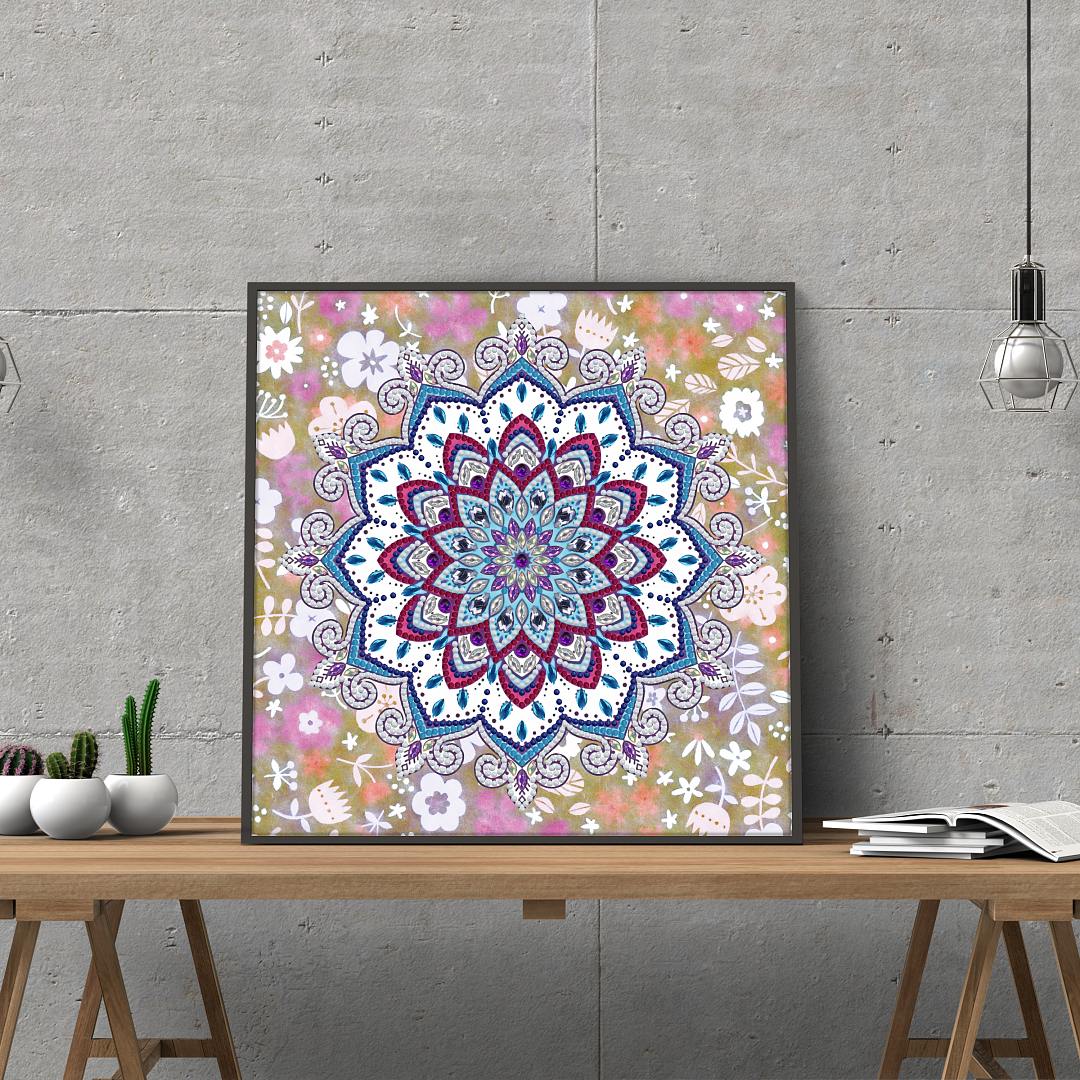 Abstract Art Mandala Flower | Luminous Diamond Painting Kits