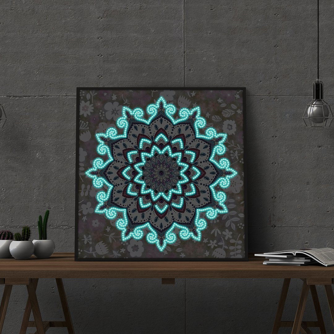 Abstract Art Mandala Flower | Luminous Diamond Painting Kits