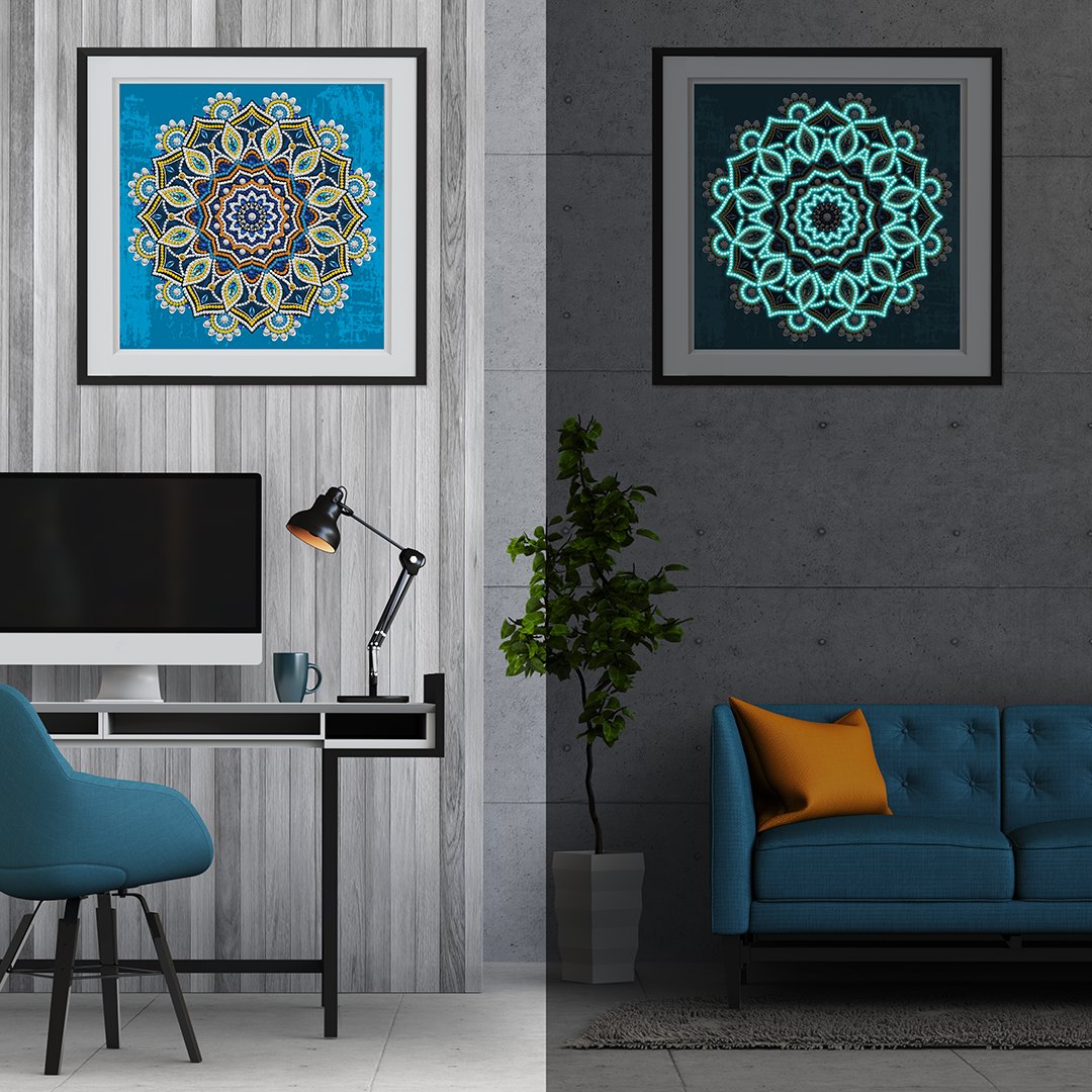 Abstrakte Kunst-Mandala-Blume | Leuchtende Diamant-Malkits 