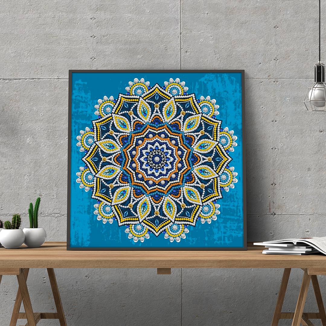 Abstrakte Kunst-Mandala-Blume | Leuchtende Diamant-Malkits 