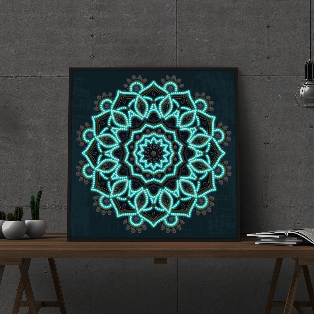 Abstrakte Kunst-Mandala-Blume | Leuchtende Diamant-Malkits 