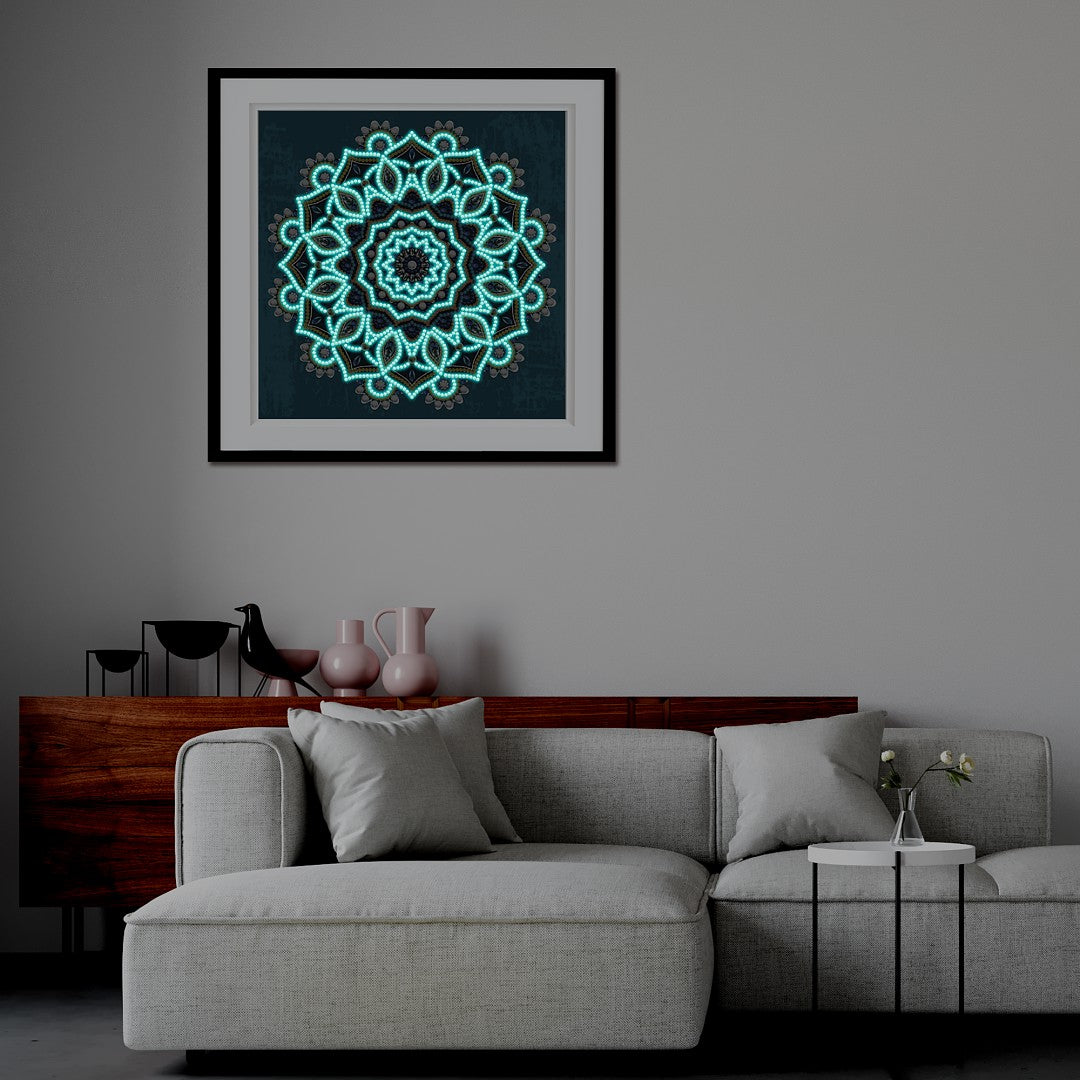 Abstrakte Kunst-Mandala-Blume | Leuchtende Diamant-Malkits 