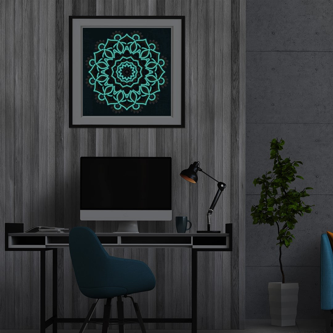 Abstrakte Kunst-Mandala-Blume | Leuchtende Diamant-Malkits 