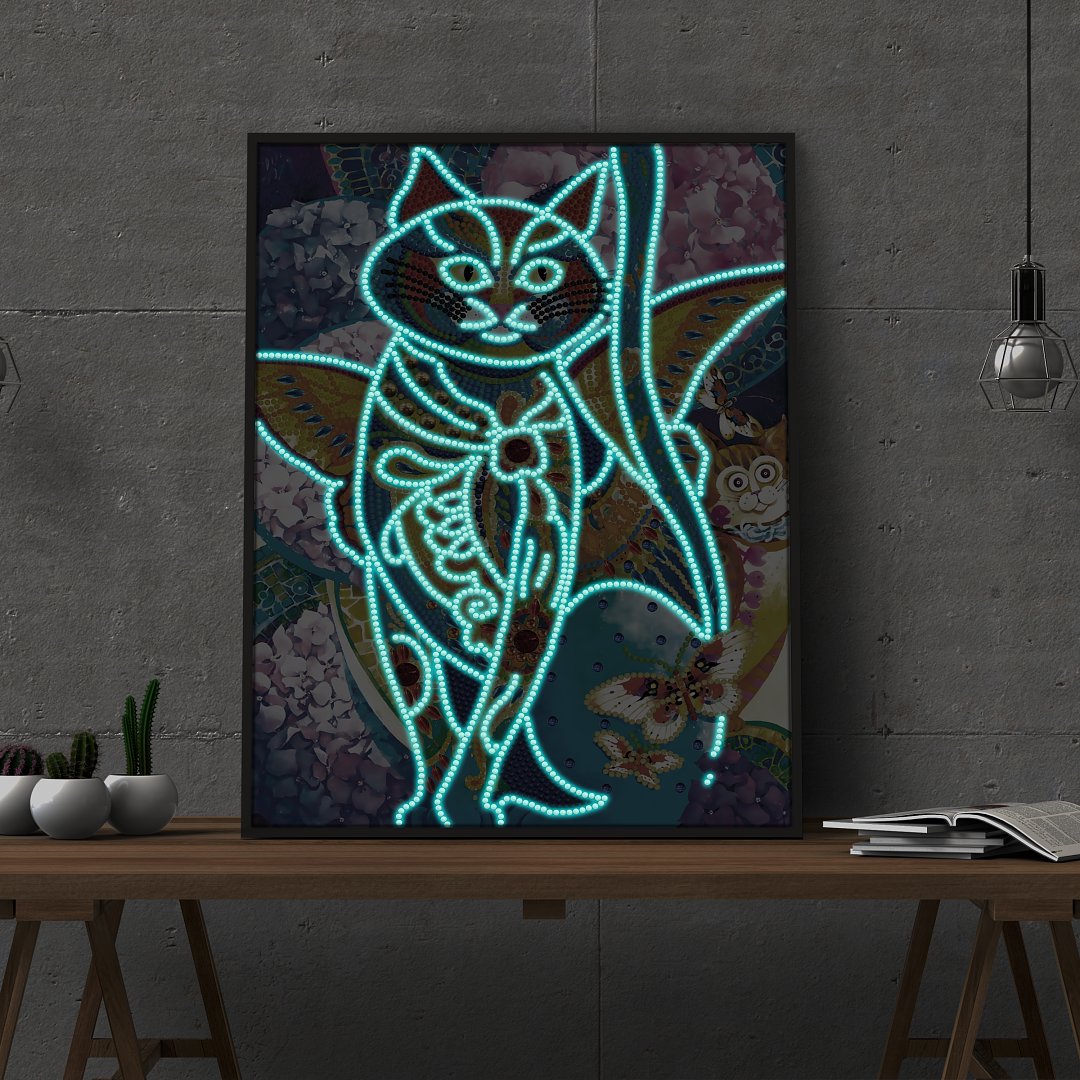 Chat | Kits de peinture diamant lumineux