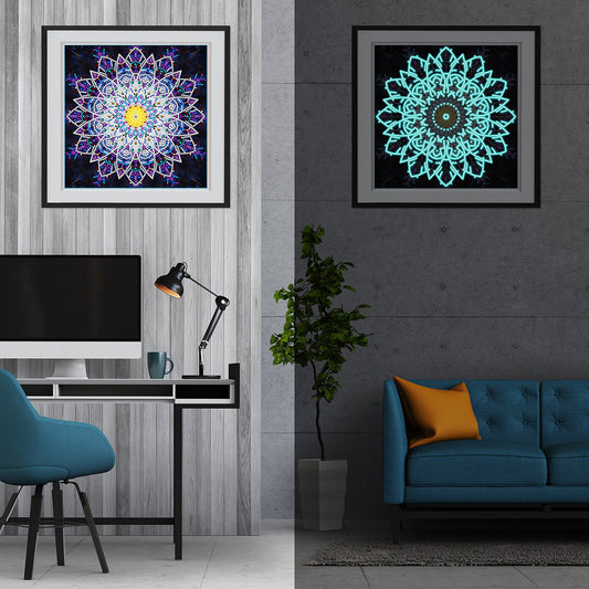 Abstrakte Kunst-Mandala-Blume | Leuchtende Diamant-Malkits 